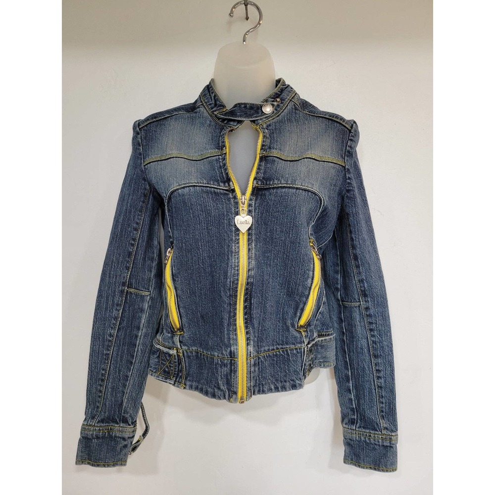 Luella Zip Up Denim Jacket Women Size Small